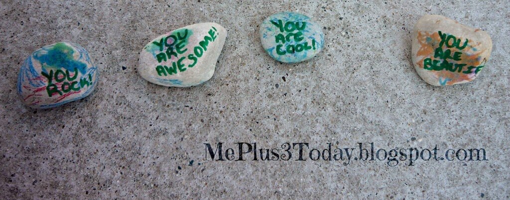 Acts of Kindness with Toddlers from MePlus3Today.blogspot.com - Rock Messages