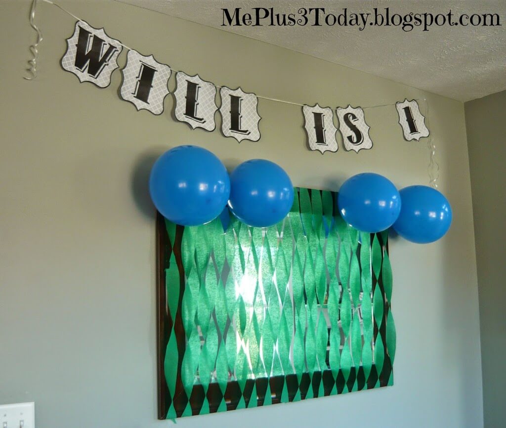 Baby Boy's First Birthday Party - Blue & Green & Number 1 Theme - Links to number and letter printables and other party decoration ideas!