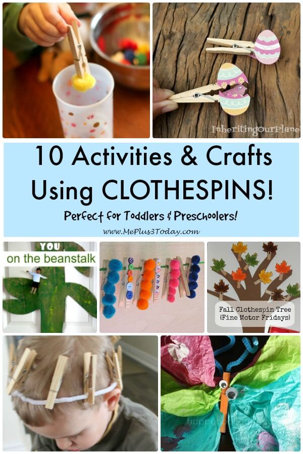 10 Activities and Crafts using clothespins collage