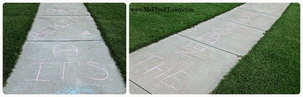 31 Acts of Kindness - Part 4 - The Final 9 - In memory of my husband on his 31st birthday. Includes ideas for simple, free random acts of kindness. Inspiring sidewalk chalk messages. www.MePlus3Today.com #RAK #ideas #widow #widowhood #RAKtivist