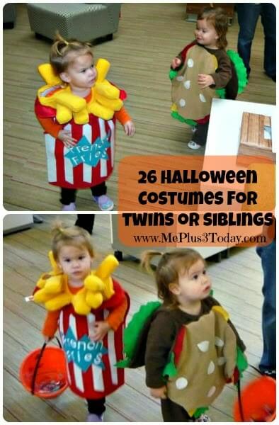 You NEED to see these 26 Unique Halloween Costumes for Twins or Siblings - www.MePlus3Today.com - Such clever, original, and funny ideas!!! 