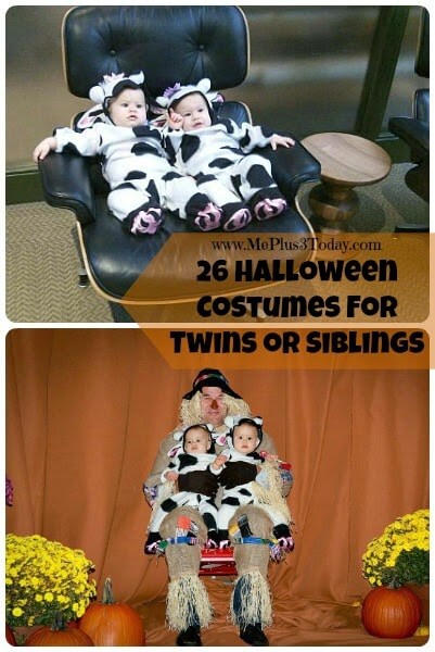 You NEED to see these 26 Unique Halloween Costumes for Twins or Siblings - www.MePlus3Today.com - Such clever, original, and funny ideas!!! 