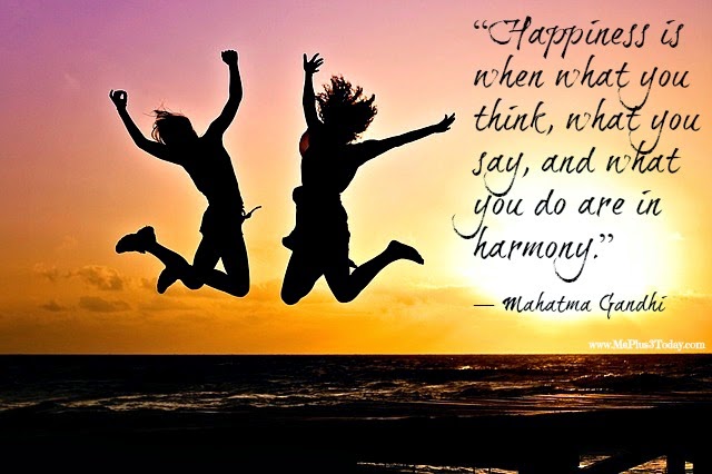 Happiness is when what you think, what you say, an dwhat you do are in harmony. ~ Mahatma Gandhi quote - More Inspirational Quotes Worth Reading Right Now! - LOVE these motivational quotes that help me get through the day! - Make a Difference Mondays - www.MePlus3Today.com