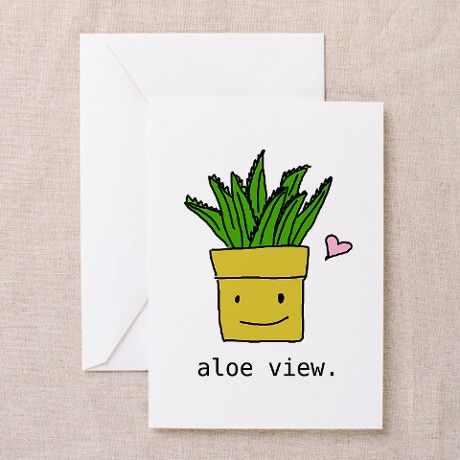 aloe view - Pun, funny, humorous greeting card for Valentine's Day.