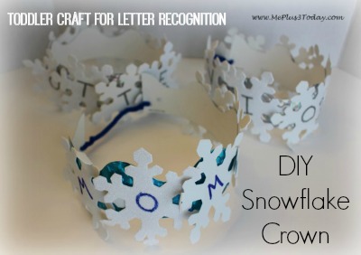 DIY Snowflake Crown - Toddler Craft for Letter Recognition - Love these! Perfect for the winter months! - www.MePlus3Today.com