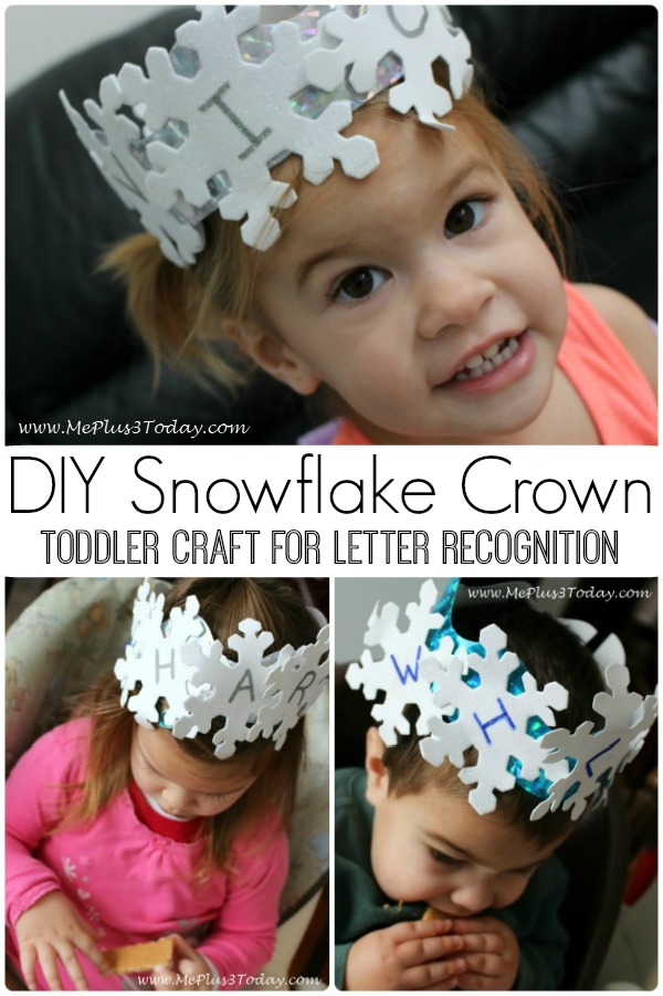 DIY Snowflake Crown - Toddler Craft for Letter Recognition - Love these! Perfect for the winter months! - www.MePlus3Today.com