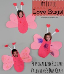 My Little Love Bugs - Personalized Picture Valentine's Day Craft - These would make a cute gift for grandparents or for kids to make at daycare or school to send home to parents! - www.MePlus3Today.com