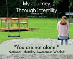 Journey Through Infertility - The Clinical Part - Sharing my story for National Infertility Awareness Week so that you know that you are not alone! - www.MePlus3Today.com