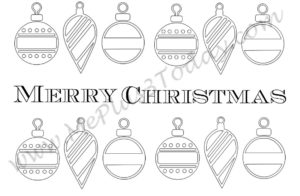 Free Printable Christmas Coloring Pages - Christmas Greeting Card - Merry Christmas ornaments