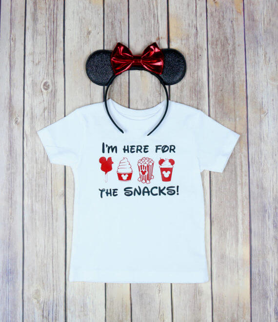 "I'm here for the snacks!" Love this shirt for our family's Disney World vacation!